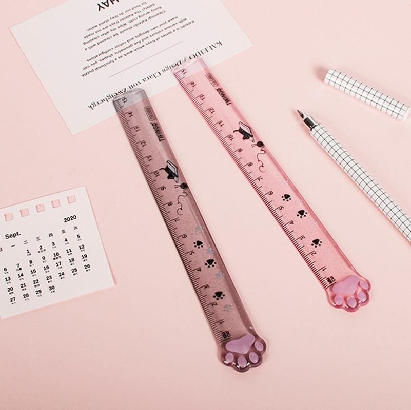 15cm Cat Claw Ruler Student Creative Stationery Transparent Plastic Drawing Measuring Office Gadgets Kawaii Accessories