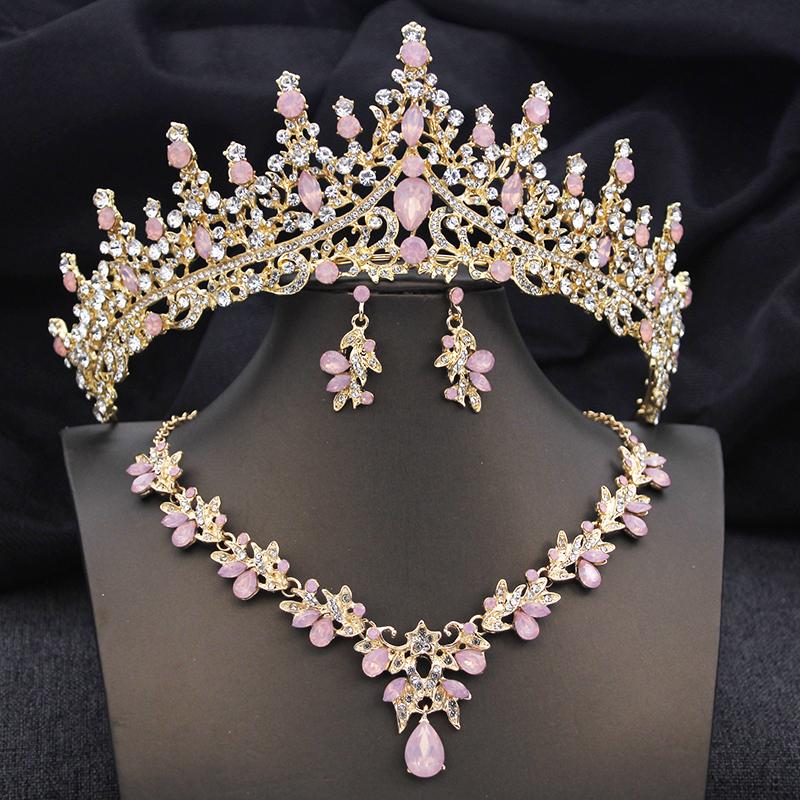 Elegant Bridal Jewelry Sets Princess 3 Pcs Tiaras and Necklace Earrings for Party Prom Birthday Wedding Hair Accessories