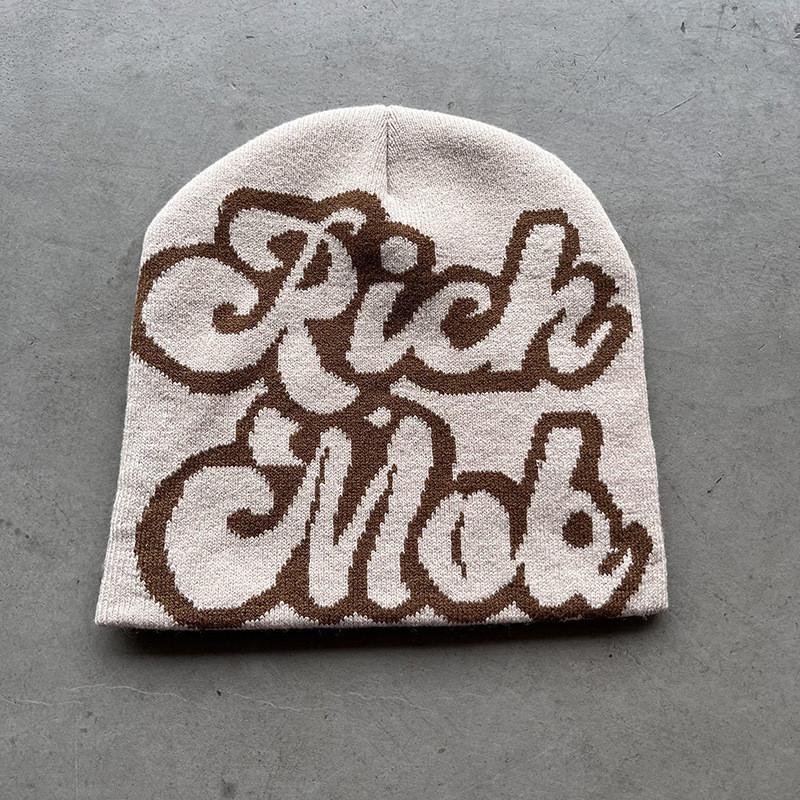 Blocked Simple Color Letter Pattern Neutral Casual Warm Knitted Hat For Autumn