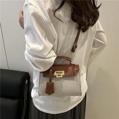 Splicing Contrasting Color Handbag Bag Women's New High-value Temperament Women's Bag Niche Design Small Square Bag
