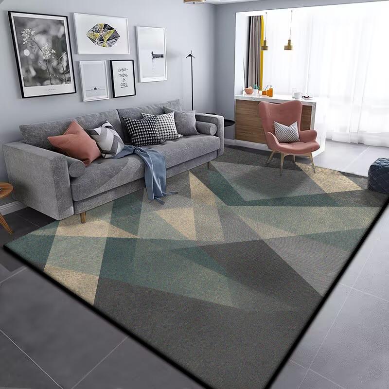 Grey Geometric Carpet for Living Room Modern Luxury Decoration Home Rugs for Bedroom Big Size Non-slip Easy Cleaning Floor Mat