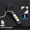 High Power LED Flashlight Rechargeable Tactical Zoom Torch Lamp with COB Side Light Waterproof Outdoor Camping Lamp Hunting