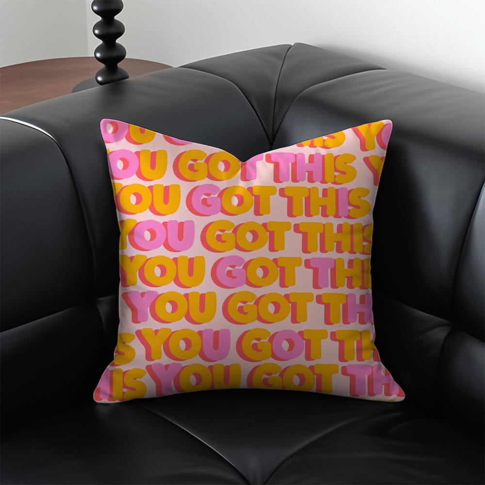Simple English letters Cushion Cover Pillow Case Antidustmite Invisible zipper silky plush cushion