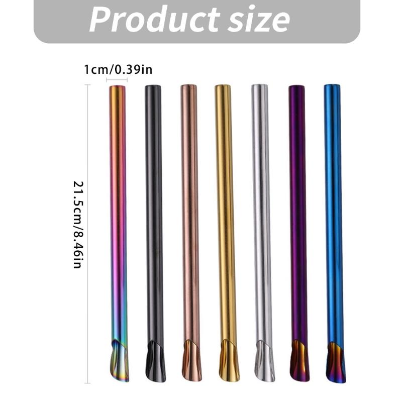 Wide Opening Cup Tubes, Seven Count 304 Steel Beverage Tube Set for Fruit Beverage Cups, Counter Corners and Casual Household Serving
