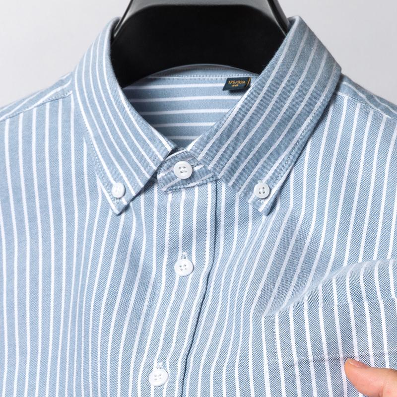 100%  Cotton Striped Shirs for Men Long Sleeve Cotton Oxford Shirt Long Sleeve Casual Business Autumn Spring