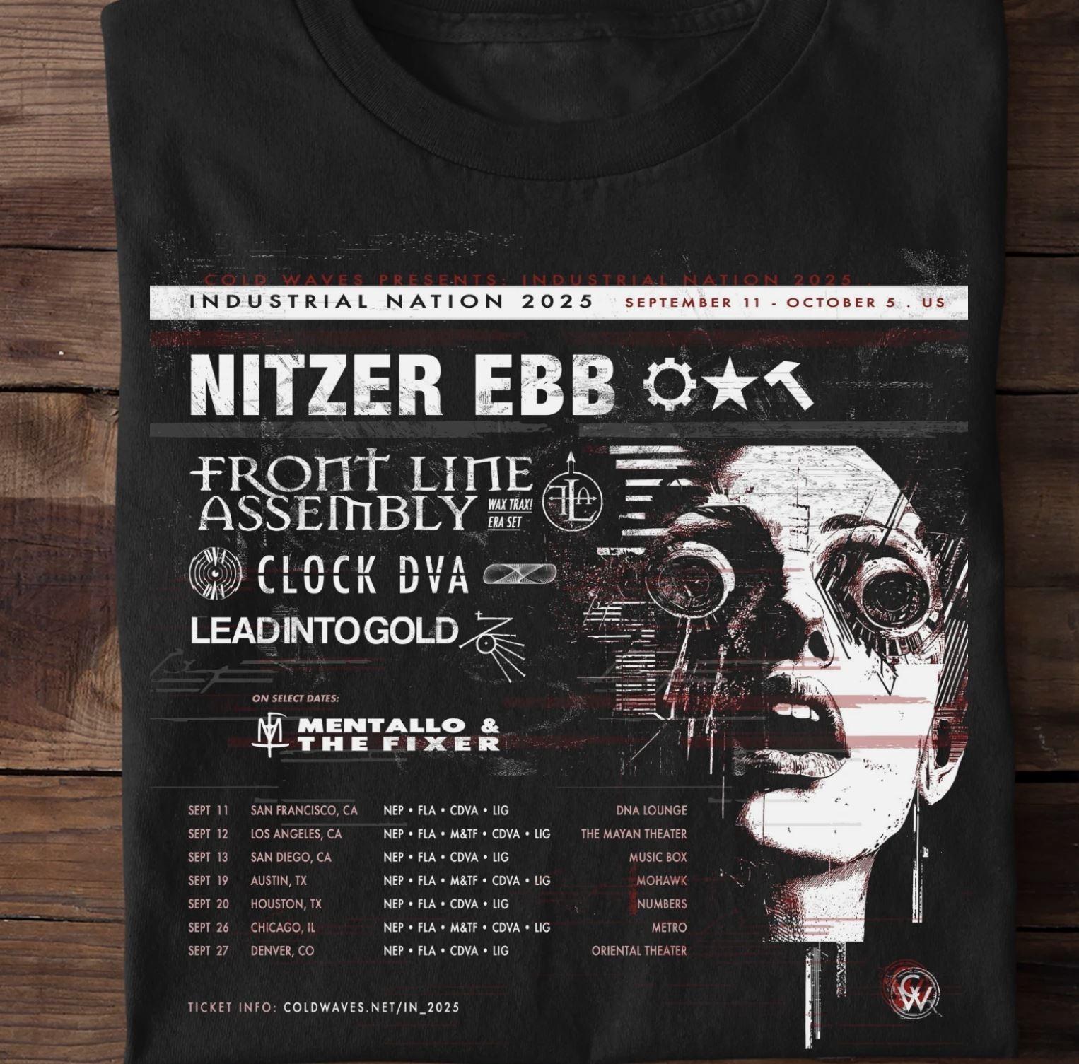 Nitzer Ebb Front Line Assembly Tour Industrial Nation T Shirt Full Size S-5XL XXL
