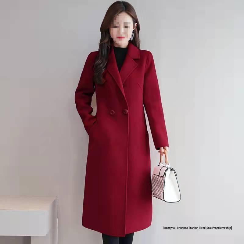 Women's Mid-Length Slim-Fit Wool Coat - 2025 Spring/Autumn Collection