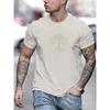 Men's Tree Graphic T-Shirt - 100% Polyester Casual Summer Wear with Round Neckline, Short Sleeves, and Smooth Fabric Texture