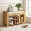 Shoe Bench 2 Tier Boot Section Entryway Storage Bench Cushioned Seat 80 X 30 X 50 Cm Natural And Cream
