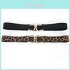 Fashion Black And Leopard Print Elastic Waistband With Buckle Design For Formal Events