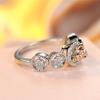 Cute Female White Zircon Round Stone Silver Color Wedding  Promise Engagement Flower Rings For Women
