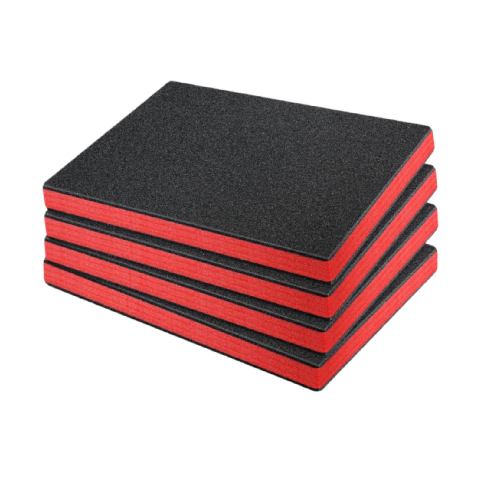 

4Pcs Cuttable Tool Box Foam Inserts DIY Floral Craft Foam Sheets Cushioning Material for Camera Storage Case Tabletop Miniatures 40cmx30cmx2.5cm красный черный
