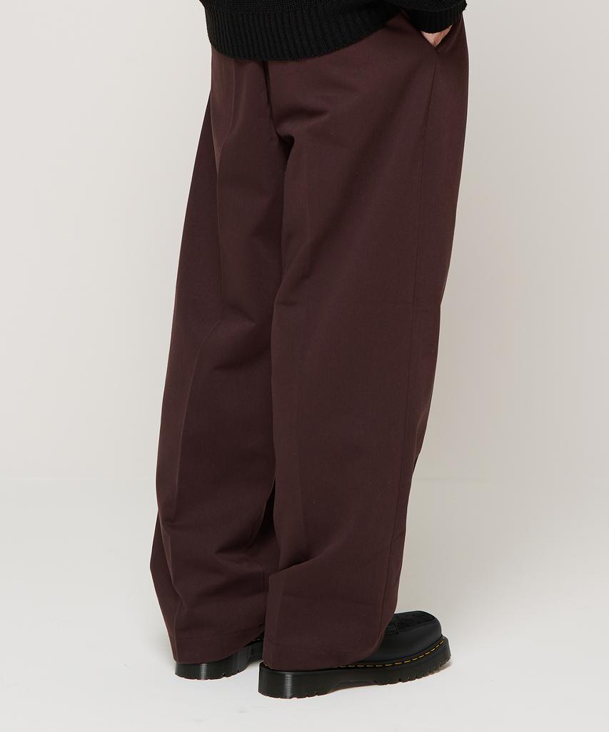 CARGOBROS Heavy Banding Wide Slacks (Brown)