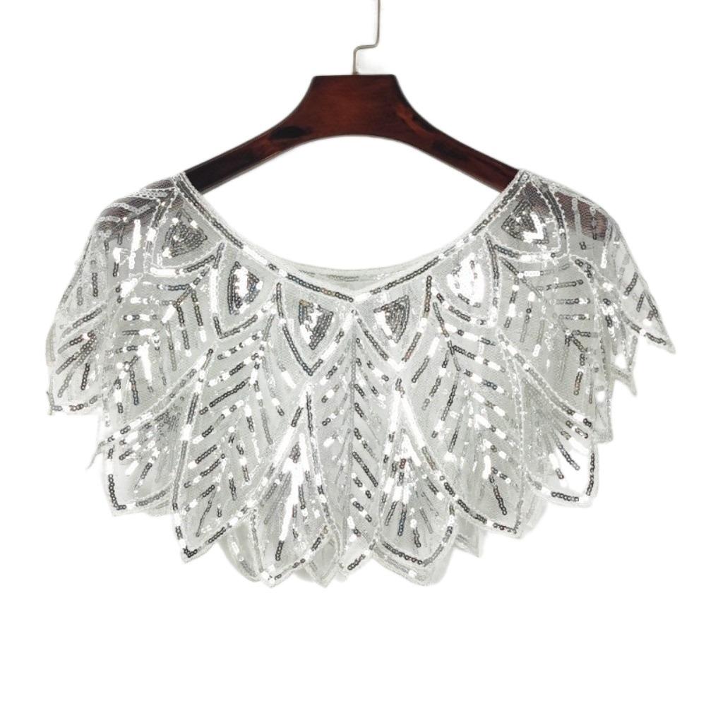 

Блестящая вечерняя накидка Сверкающая праздничная шаль Элегантная шаль с пайетками Девушка белый