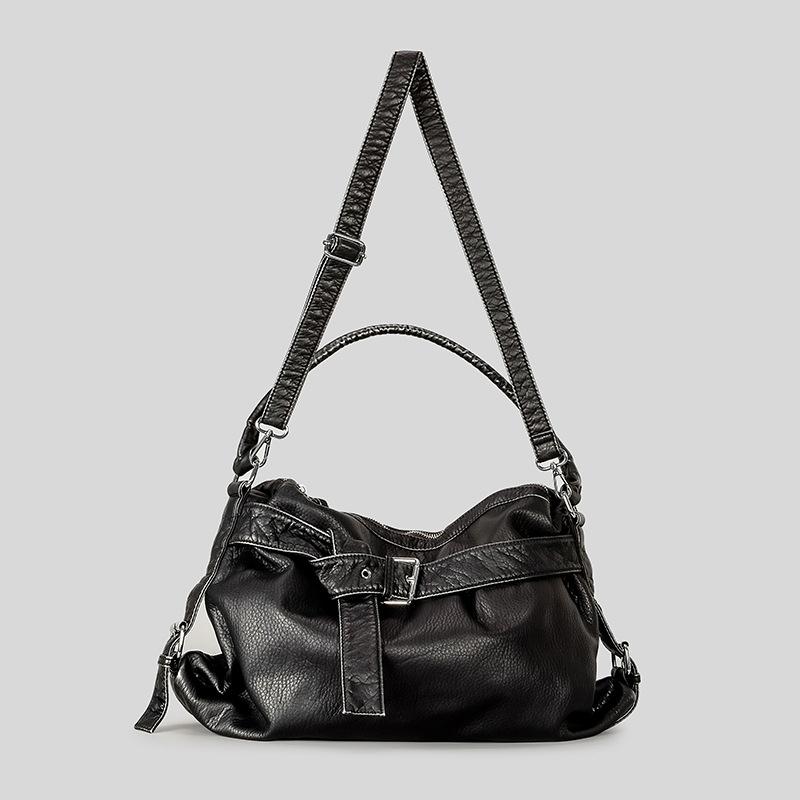 Large Capacity Soft Leather Tote Bags For Women Vintage Y2k Punk Bags Ladies Travel Commuting Handbags Motorcycle Crossbody Bag
