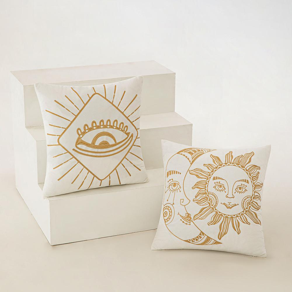 

New Gold Embroidered Pillowcase Modern Simple Living Room Sofa Cushion Cover French Light Luxury Home Soft Pillow 45 * 45cm without core