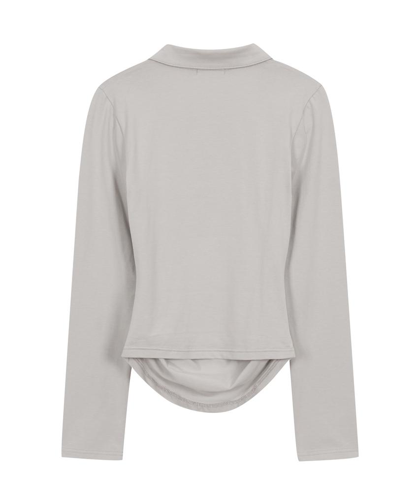 ILLIGO Collared Shirred Top Grey