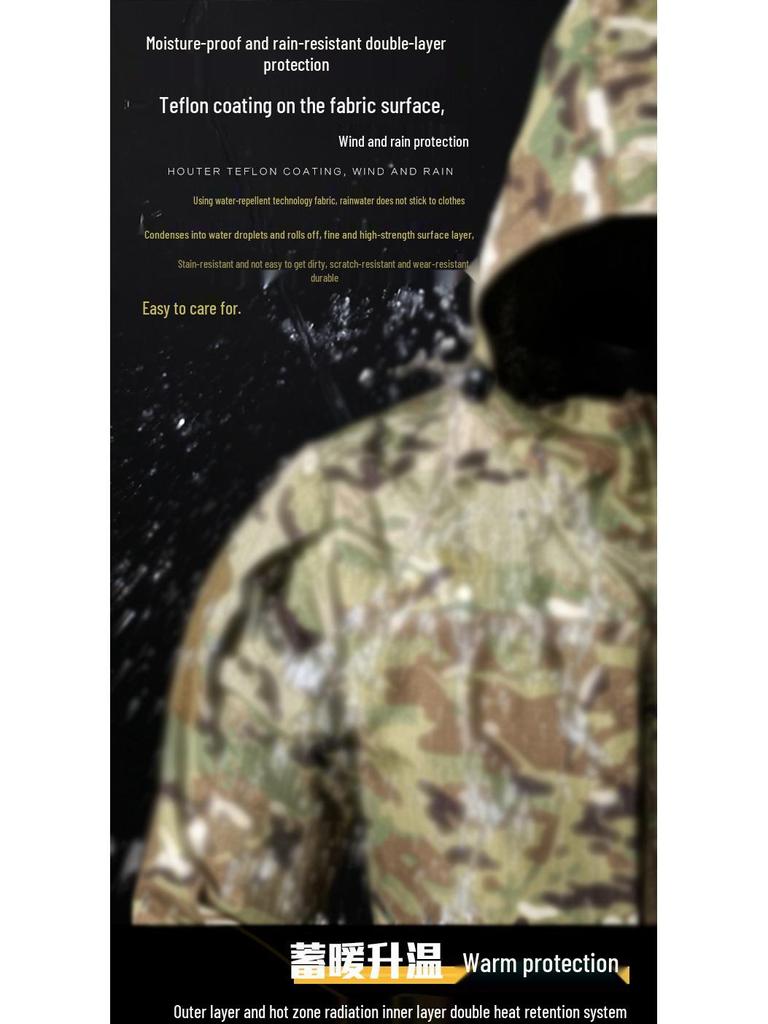 Pánská zimní taktická bunda Angken s červeným plamenovým maskováním a tepelně reflexní úpravou