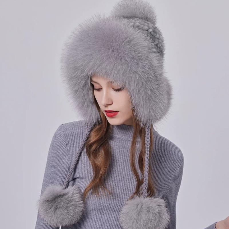 Fox Hair Lei Feng Hat Women's Winter Thickened Warm Mink Fur Hat Women's Korean Version Versatile Mink Ear Cap