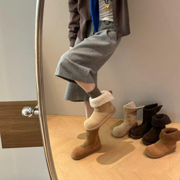 Winter small heater 2025 new mango head Korean version velvet two wear high-top cotton boots snow boots warm short boots