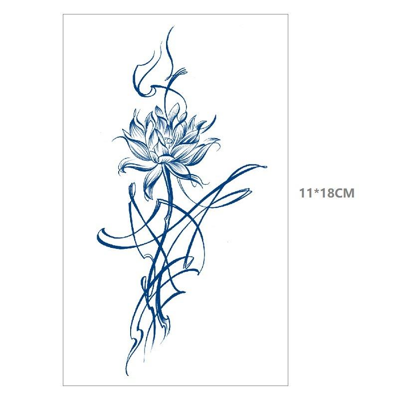 

Травяной сок полуперманентный несмываемый рисунок животного карпа лисы цветка тела английский набор татуировок наклейка 11*18CM