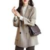 Korean Style Women's Mid-Length Herringbone Wool Coat - Autumn & Winter Fashion