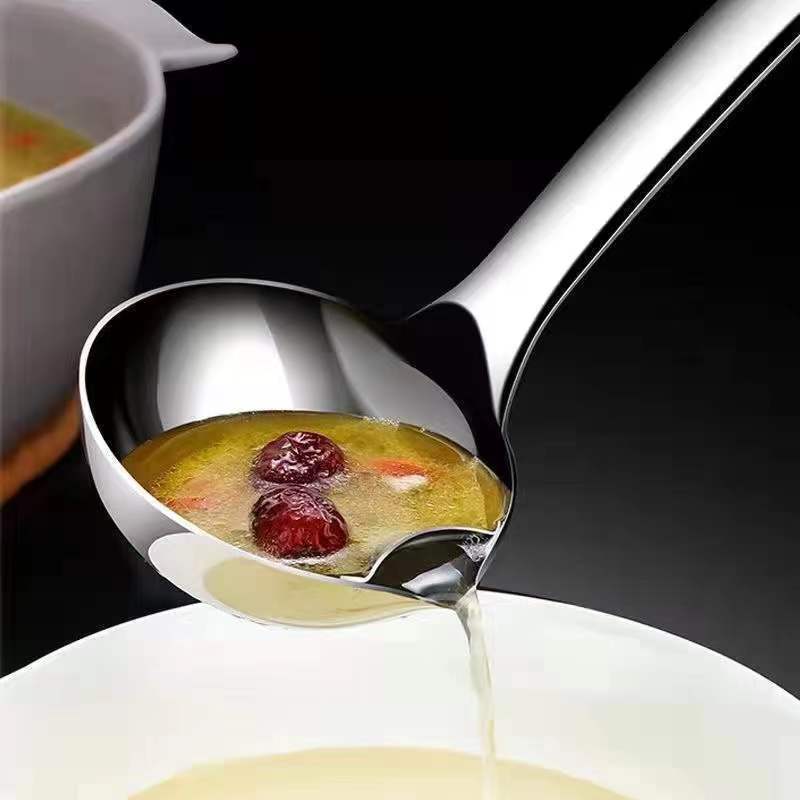 Stainless Steel Long Handle Soup Oil Separator Kitchen Colander Filtering Spoon