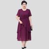 Women Plus-size Dress Summer Thin Chiffon Short-sleeve Dress High-end Dress for Party
