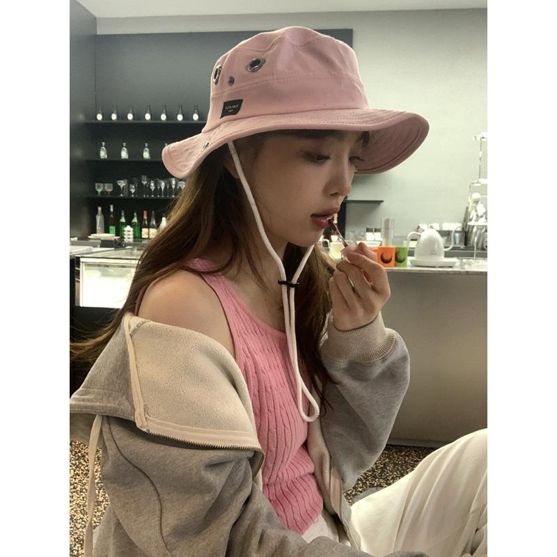 Drawstring Western Cowboy Hat Fisherman Hat Men and Women Spring and Summer Breathable Sunscreen Outdoor Mountaineering Fishing Hat