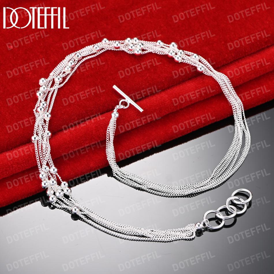 925 Sterling Sølv Lite Perle Drue Halskjede Mote Bryllupssmykker