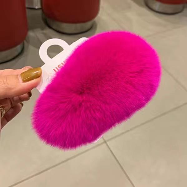 Girls Plush Hairpin Natural Rabbit Fur Women Bangs Hairpin