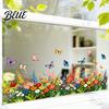 Beschädigungsfreier Glasaufkleber Bunte Blume Schmetterling Fensterfolie Wasserdicht PVC Statischer Aufkleber Abnehmbar Ohne Klebstoff für Haus Schlafzimmer Küche Dekoration