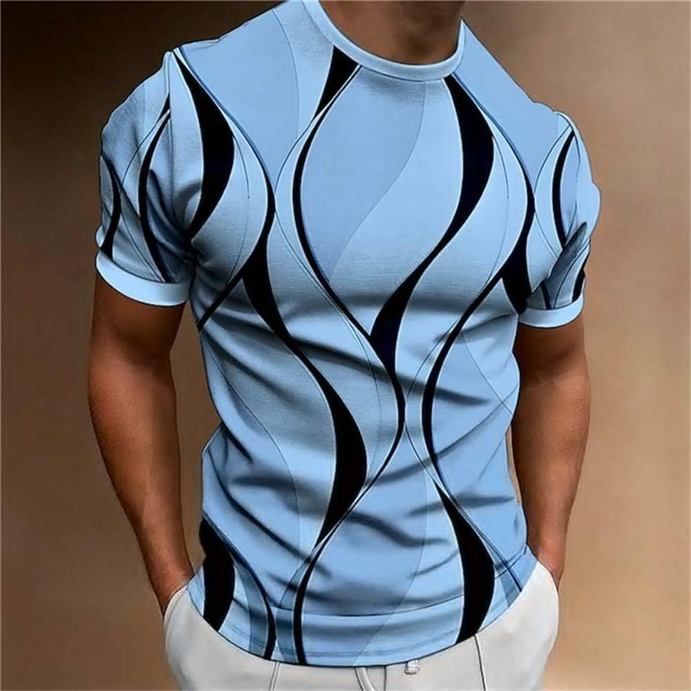 Summer Men Short Sleeve Round Neck 3D Digital Plrint T Shirt 100% Polyester High Elasticity Men Fitness Sport T Shirt