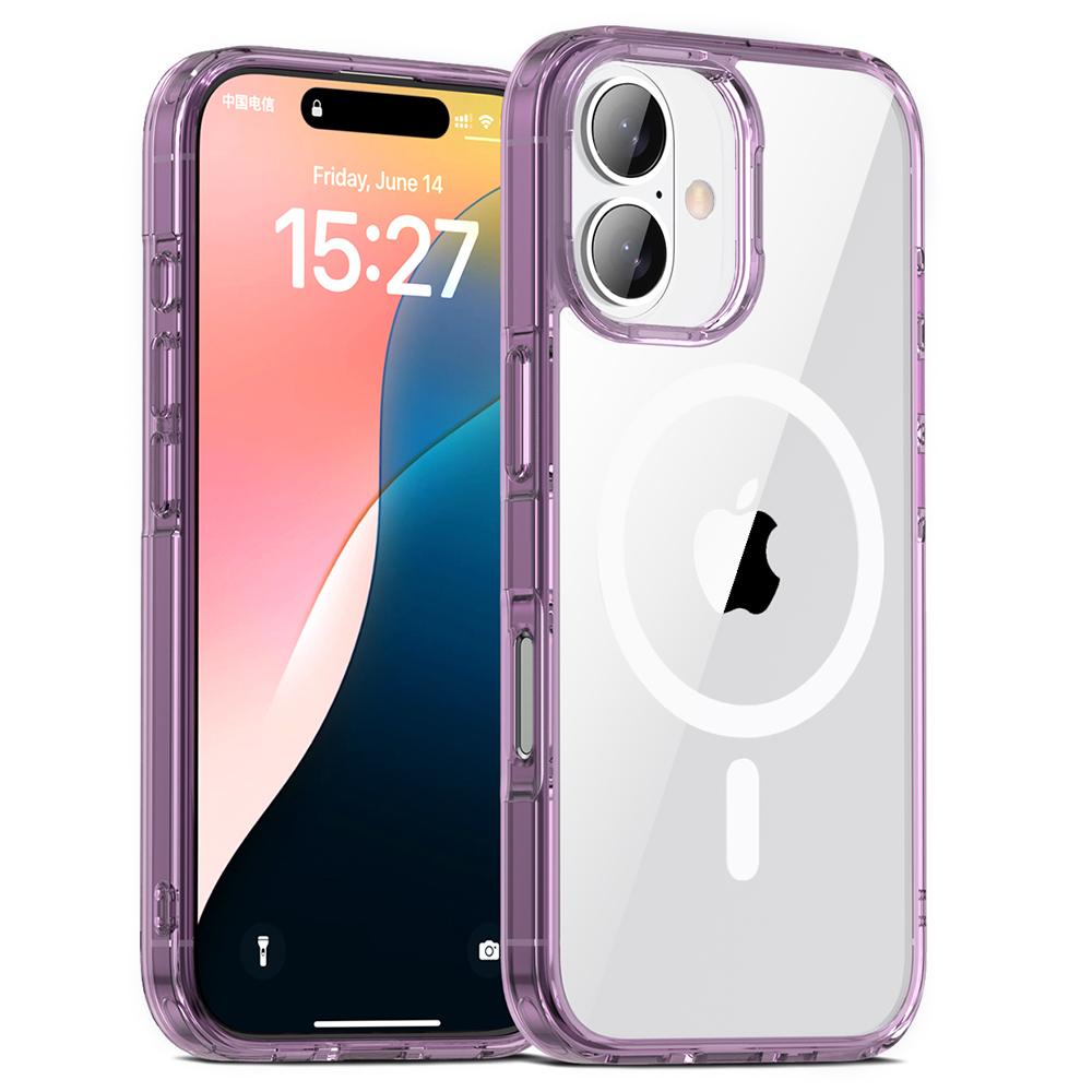 

Aurora Series For iPhone 16 Plus Case Compatible with MagSafe TPU+PC Crystal Clear Back Cover Purple