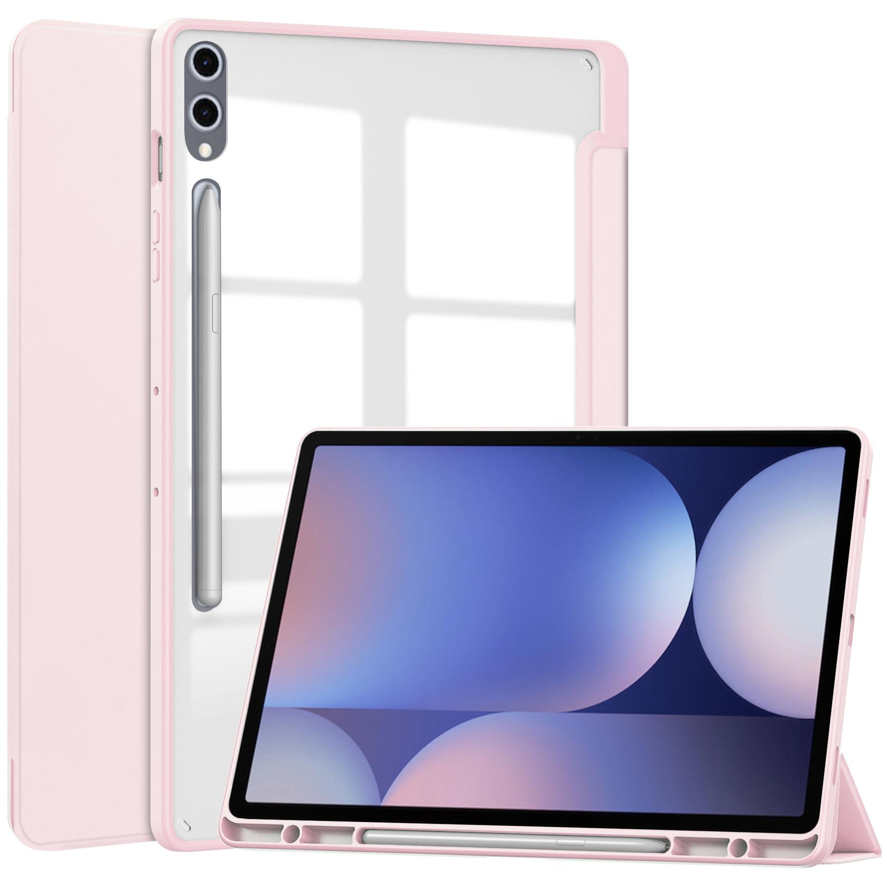 

Для Samsung Galaxy Tab S10+ Чохол Прозорий Акриловий Шкіряний Чохол для Планшета Підтримка Автоматичного Сну/Пробудження Pink