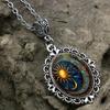 Pendant Charming Sun and Moon, Pattern, Vintage Romantic Jewelry Necklace