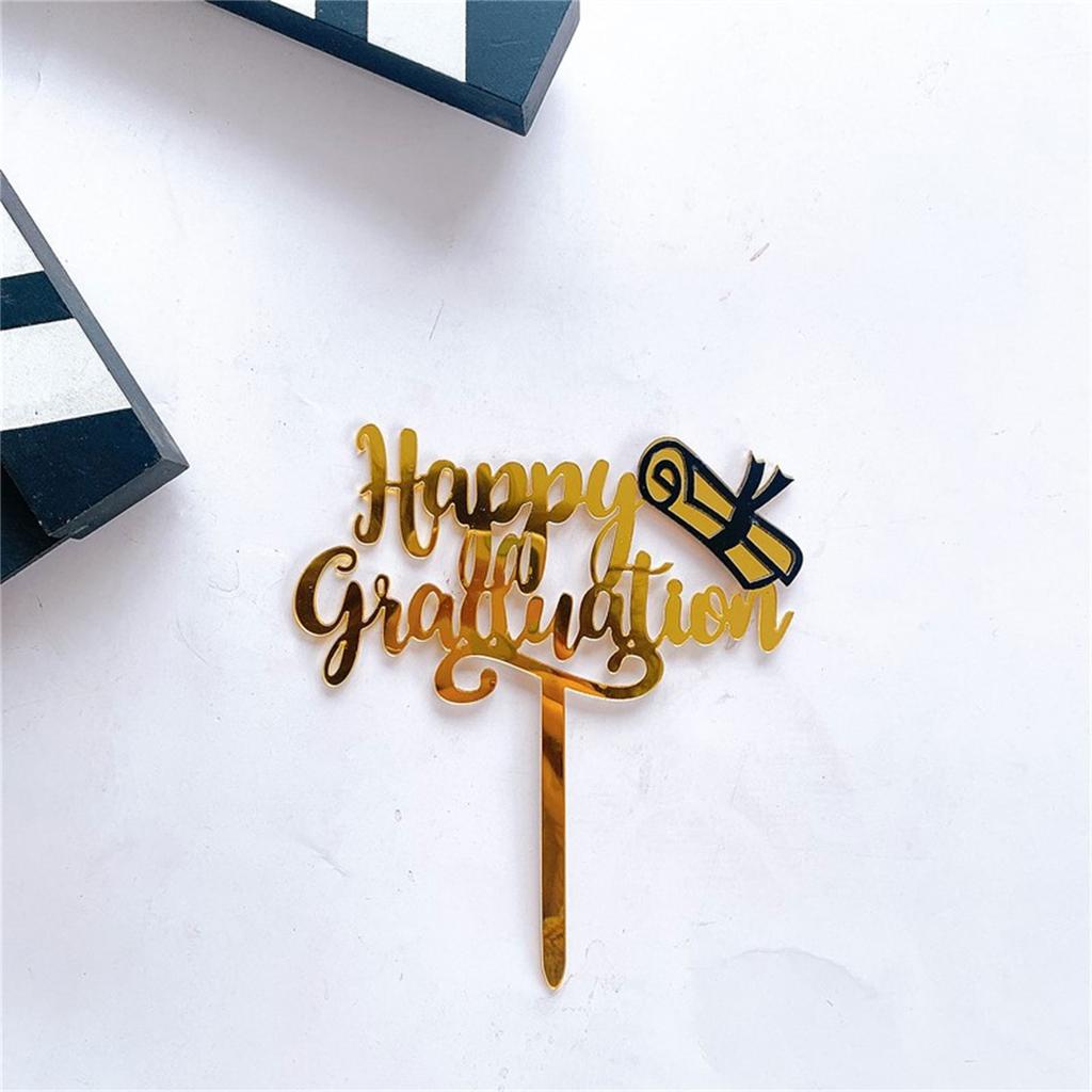 5-Pack Acrylic Cake Toppers for Graduation Parties Black,Gold for High School/College/University Graduation Party