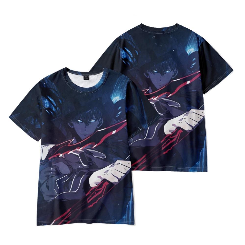 Solo Leveling Anime Women Men's T-shirts Graphic Shirt Cartoon Printed O-Neck Oversized Short Sleeves Fashion Mens Clothing Streetwear