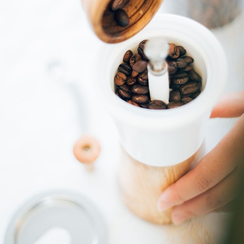 HARIO Ceramic Coffee Mill Wood N Hand Ground Coffee Beans 30g MCWN-2-OV