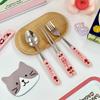 1set Korean Style Cute Strawberry Chopsticks Spoon Fork Cutlery Set with Box Portable Stainless Steel Tableware Kitchen Utensils
