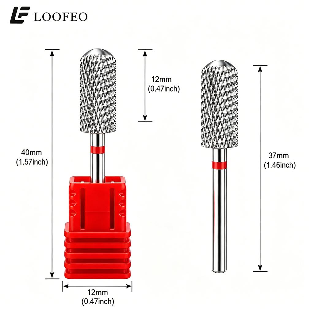 1pc Round Top Cylinder Nail Drill Bit Nail Milling Cutters Stainless Steel Nail Bits for Acrylic Gel Removal Nail Shaping Manicure E File Salon Tool