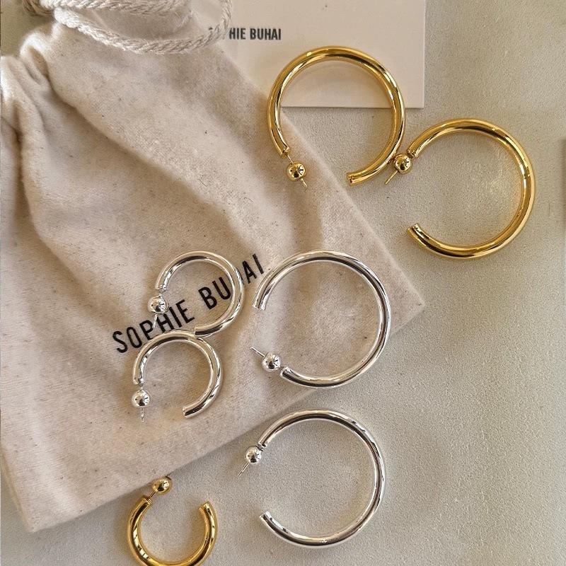 SophieBu*ai Minimalist Circle Ear Cuffs - Elegant High-End Hoops Earrings