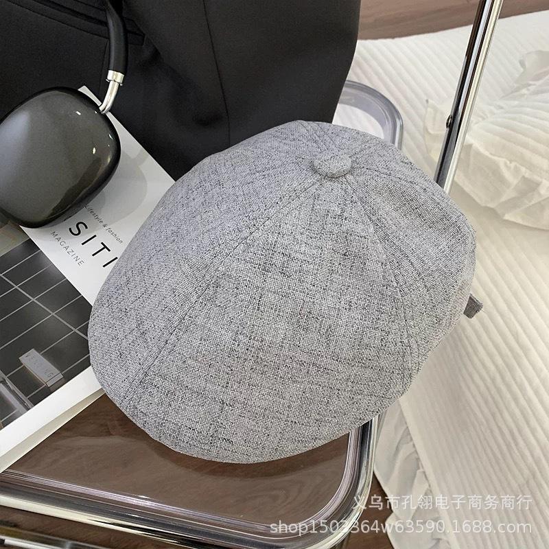 

American Retro Coffee Forward Hat Children Travel in Western Sichuan Photo Beret Versatile Fashionable Face Cap M 56-58cm серый