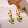 Lily Flower Pendant Hoop Earrings For Women Elegant Gold Color Geometry Heart Stainless Steel Hanging Earring Jewelry Party Gift
