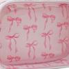 Pink Bow Makeup Bag Portable Cosmetic Pouch with Transparent Window Zippered Travel