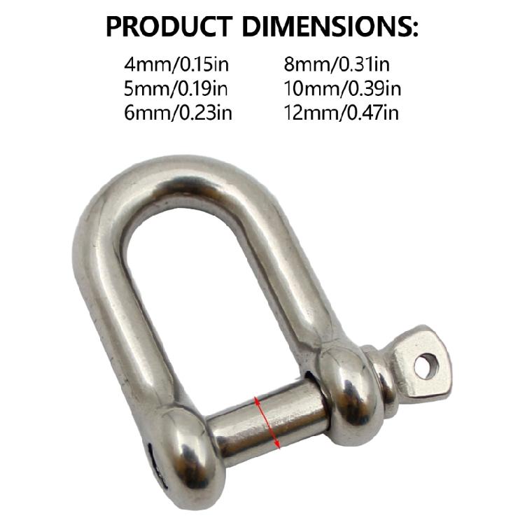 4pcs Robusts Stainless Steel D Rings Heavy Duty D Shackles Rusts Resistant Connectors for Hassle Frees Gear Fastening