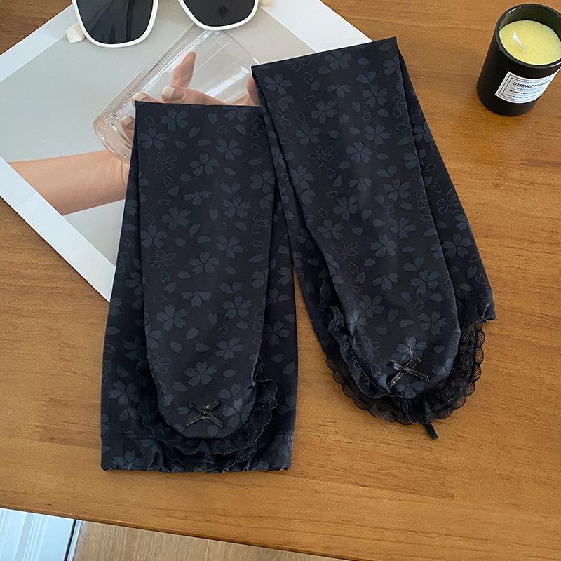 Lace-trimmed Pink Loose-fitting Sun Protection Sleeves for Women, Summer UV Protection, Breathable, Suitable for Cycling and Driving, Trendy Ice