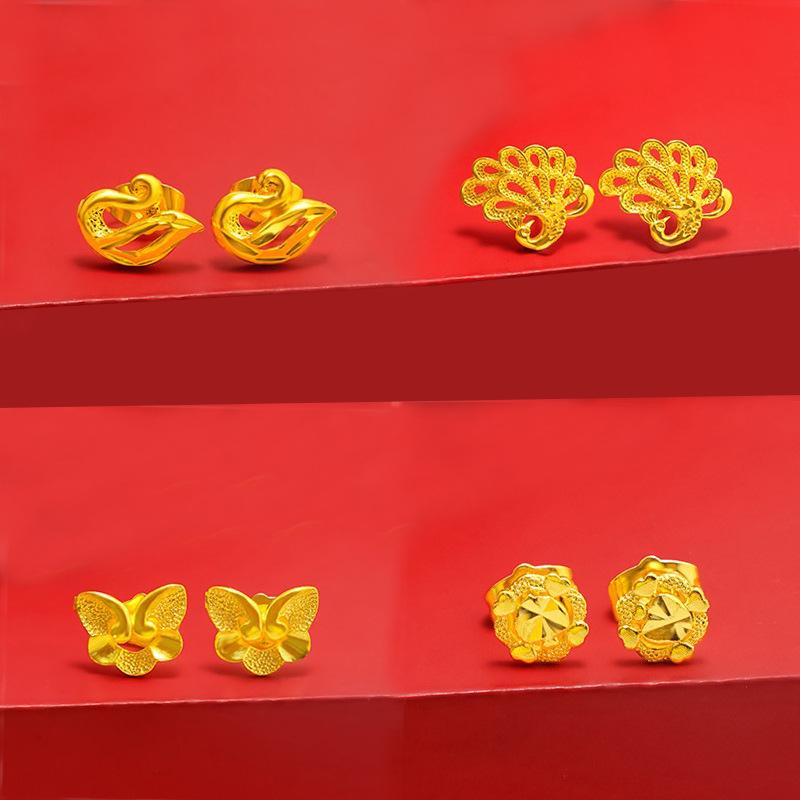 

Gold Plated Love Heart Dangle Earrings with Swan and Peacock Design for Women 18K Gold Plated