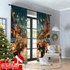 2pcs 2D flat printing Merry Christmas Curtain Christmas Market Night View Versatile Polyester Fabric Without Electricity Family