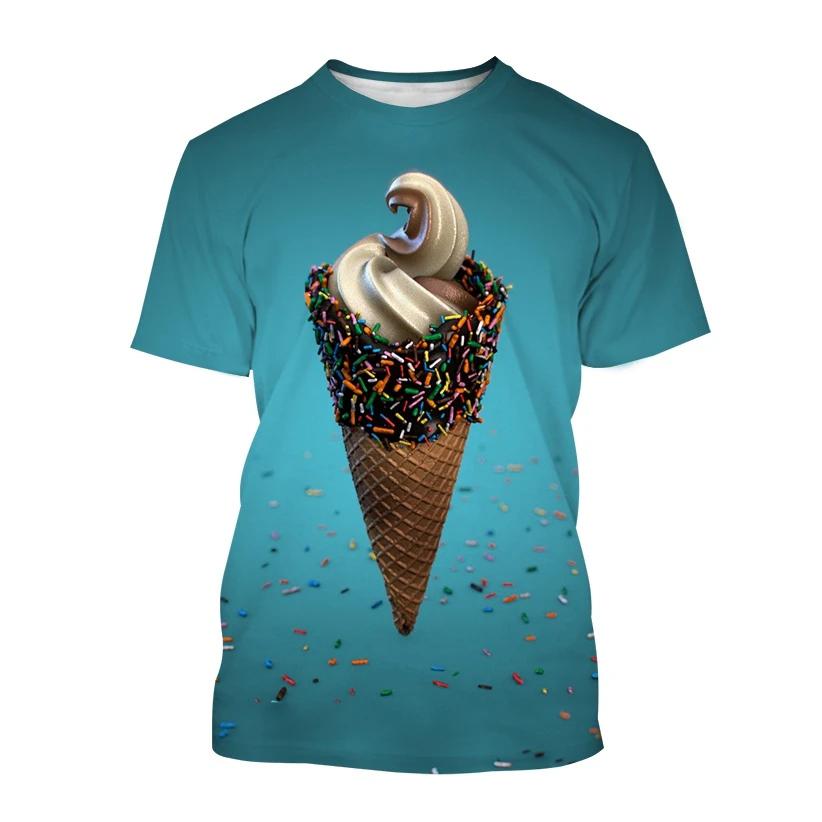 Fashion Ice Cream T-Shirts Summer Novelty Children's T-Shirt Boy Girl Clothes from 5 to 6 Years Tops Round Neck Girls Clothing